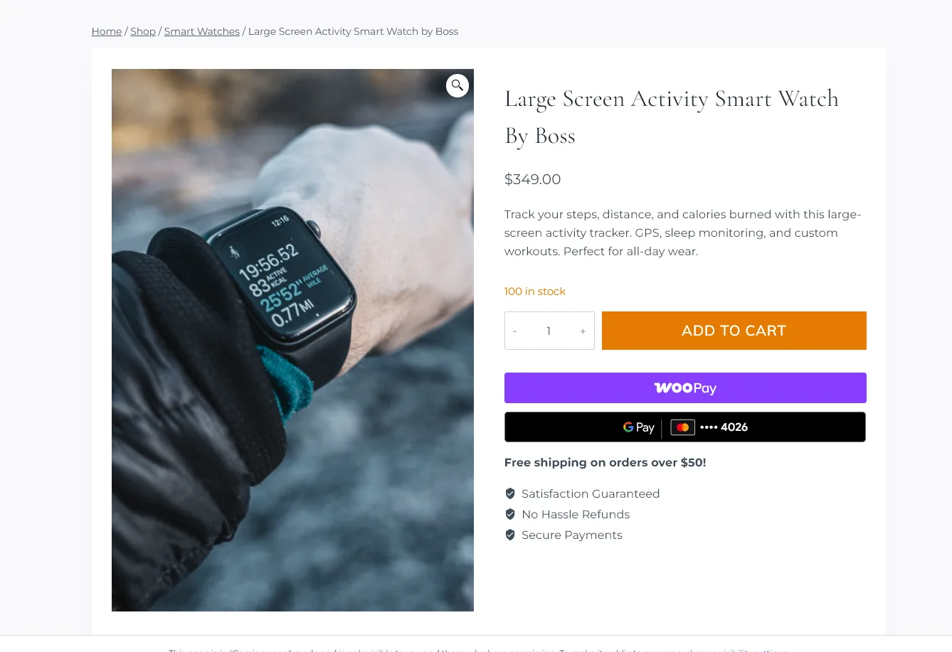 Rusted Luxe individual WooCommerce product page
